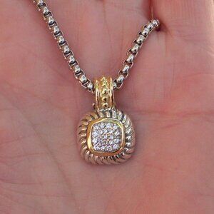 Retired David Yurman Albion Diamond Enhancer Pendant w/Chain - 18K/925